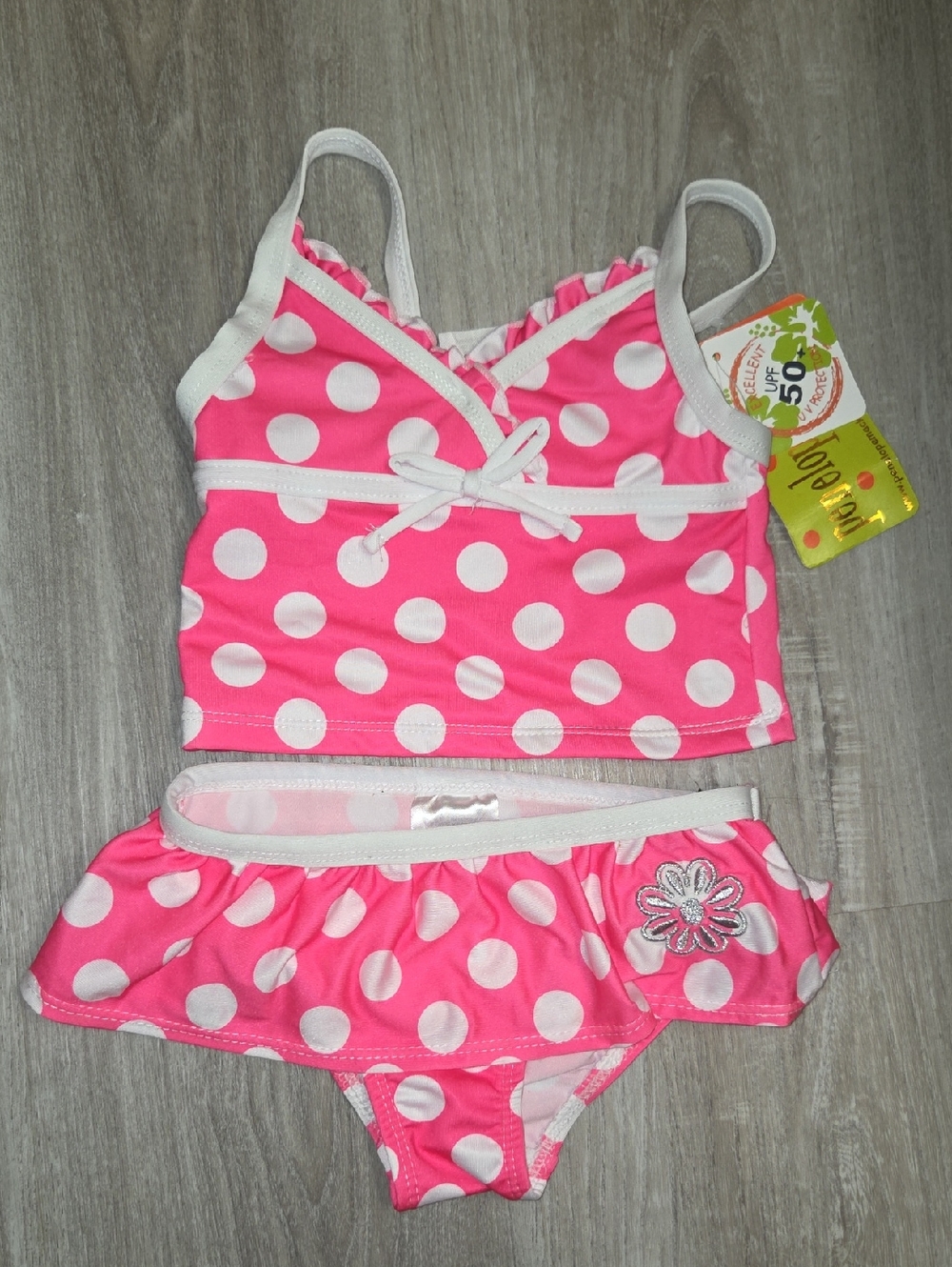 Penelope Mack Pink and White Polka Dot Tankini Set